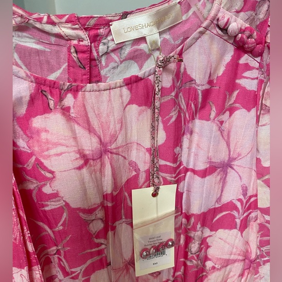 LoveShackFancy Teyana Floral Cotton-Silk Minidress pink fuschia size 8 - Picture 8 of 10